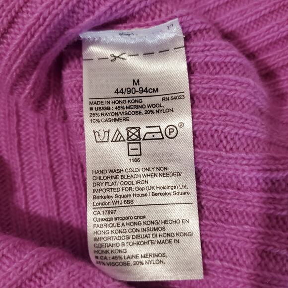 Banana Republic Filpucci Merino Wool Cashmere Ribbed Pink Sweater Womens Size M - Picture 7 of 9